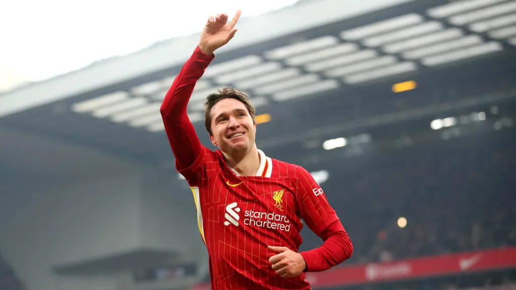 Federico Chiesa após marcar pelo Liverpool (Photo by Jan Kruger/Getty Images)