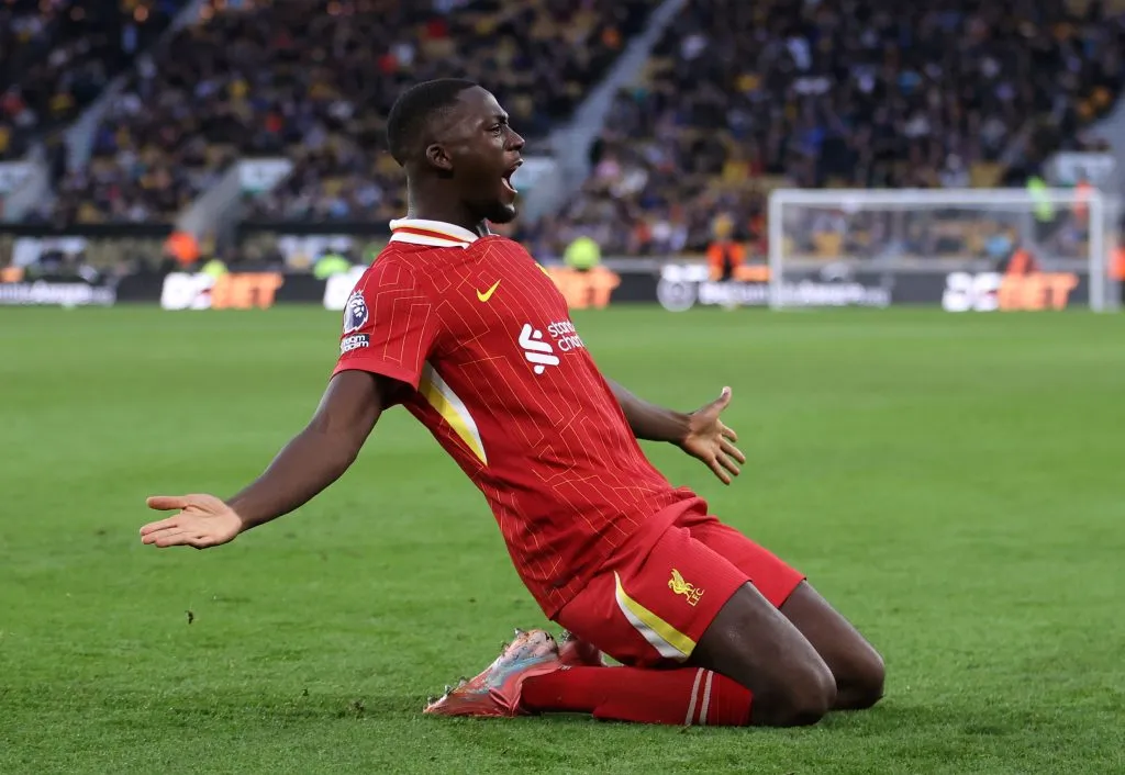 Konaté pelo Liverpool. (Photo by Michael Steele/Getty Images)