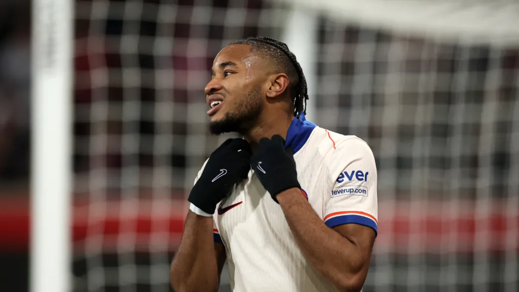 Christopher Nkunku em jogo do Chelsea (Photo by Alex Grimm/Getty Images)