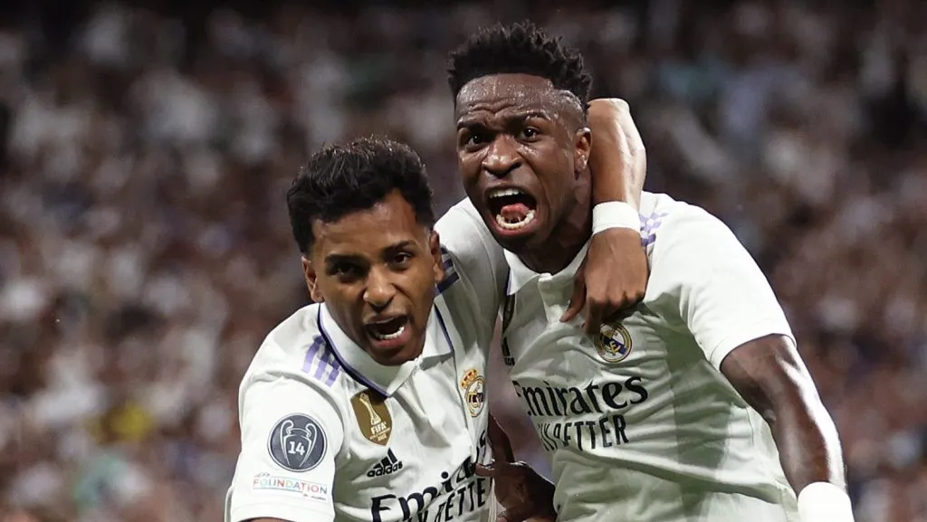 Vinicius Jr e Rodrygo. (Photo by Julian Finney/Getty Images)