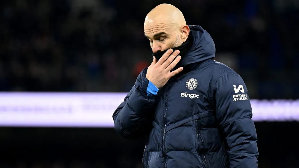Enzo Maresca em jogo do Chelsea. Foto: Michael Regan/Getty Images