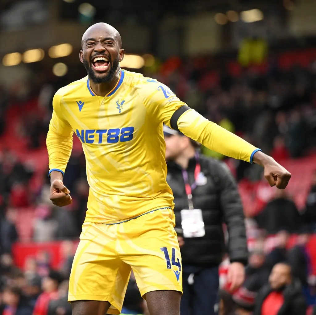 Jean Mateta comemora pelo Crystal Palace. Ele entrou na mira do Barcelona, segundo informações do portal Fichajes. (Photo by Michael Regan/Getty Images)
