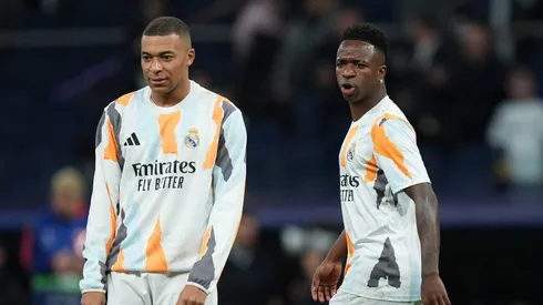Mbappé e Vini Jr lado a lado no Real Madrid. Foto: Angel Martinez/Getty Images
