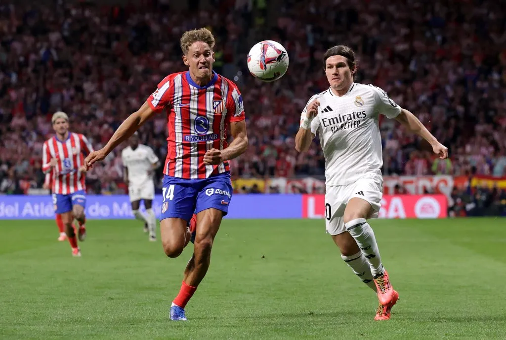 Gonzalo García contra o Atlético de Madrid. (Photo by Gonzalo Arroyo Moreno/Getty Images)