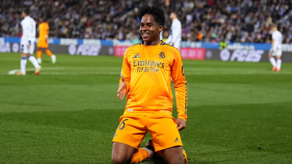 Endrick comemora gol contra Leganés (Photo by Angel Martinez/Getty Images)
