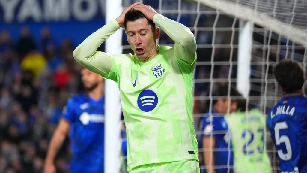 Lewandowski em jogo do Barcelona. Foto: Angel Martinez/Getty Images