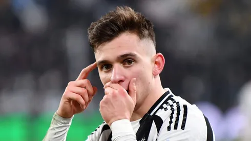 Francisco Conceição, da Juventus, comemora após marcar o primeiro gol de sua equipe durante a partida da Serie A entre Juventus e FC Internazionale no Allianz Stadium, em 16 de fevereiro de 2025, em Turim, Itália. (Foto de Valerio Pennicino/Getty Images)