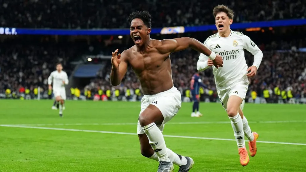 Endrick comemorando gol decisivo pelo Real Madrid. Foto: Angel Martinez/Getty Images