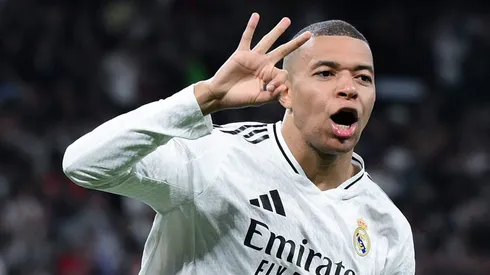 Com gols decisivos e números impressionantes, Kylian Mbappé se firma como peça-chave do Real Madrid na reta final da La Liga. (Photo by David Ramos/Getty Images)