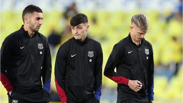 O Barcelona venceu o Las Palmas com gols de Dani Olmo e Ferran Torres, mantendo-se firme na liderança da La Liga. (Foto por Florencia Tan Jun/Getty Images)