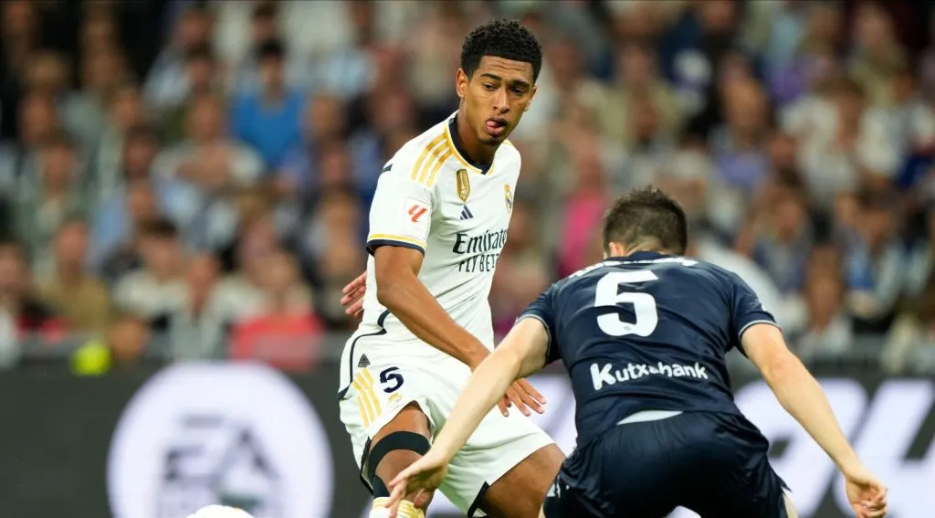 Jude Bellingham em partida entre Real Madrid e Real Sociedad. Foto: Sipa US&nbsp;/ Alamy&nbsp;Stock Photo