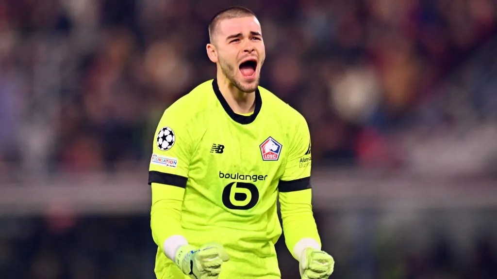 Lucas Chevalier em jogo do Lille. Foto: Alessandro Sabattini/Getty Images