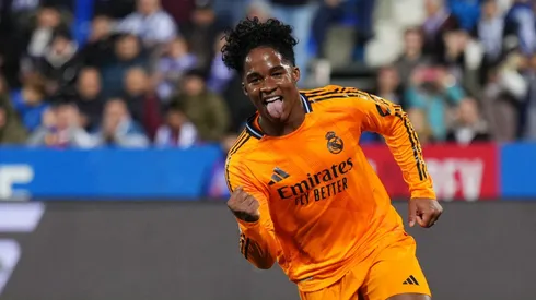 Endrick, do Real Madrid, comemora ao marcar o segundo gol de sua equipe durante a partida da Copa del Rey entre CD Leganés e Real Madrid CF no Estádio Municipal de Butarque, em 5 de fevereiro de 2025, em Leganés, Espanha. (Foto de Angel Martinez/Getty Images)
