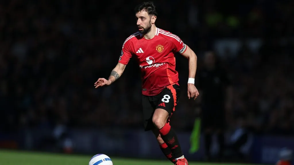 Bruno Fernandes em jogo do Manchester United. Foto: Jan Kruger/Getty Images