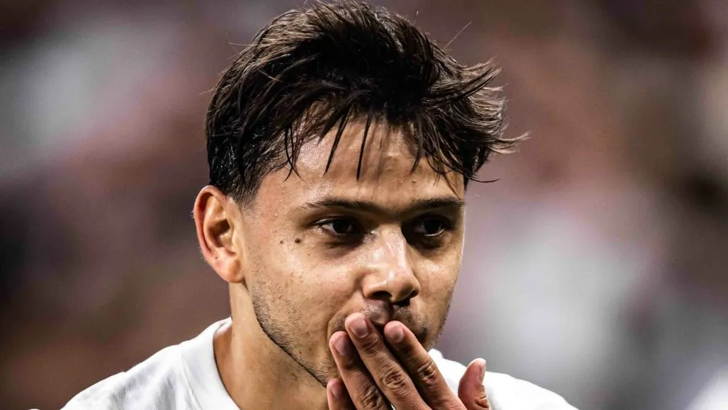 Angel Romero jogador do Corinthians comemora seu gol durante partida contra o Mirassol no estádio Arena Corinthians pelo campeonato Paulista 2025. Foto: Leonardo Lima/AGIF