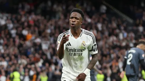 Vinicius Jr em campo pelo Real Madrid. Florencia Tan Jun/Getty Images