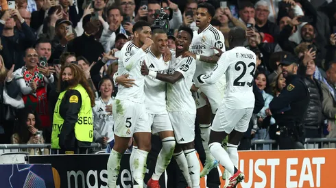Jogadores do Real Madrid comemorando gol. Foto: Clive Brunskill