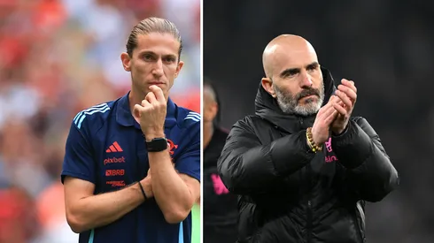 Enzo Maresca fala sobre confronto contra o Flamengo. Fotos: Buda Mendes e Patrik Lundin/Getty Imagens