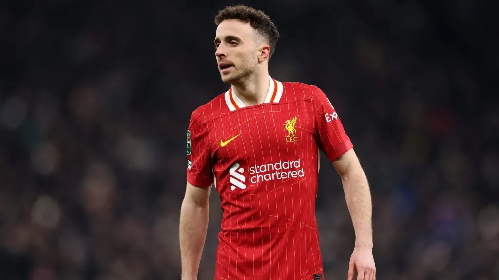 Diogo Jota em jogo do Liverpool. Foto: Julian Finney/Getty Images
