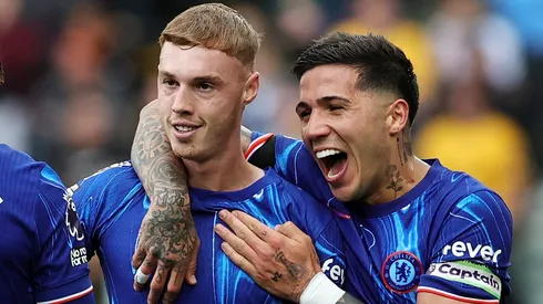 Cole Palmer e Enzo Fernández, do Chelsea. (Photo by David Rogers/Getty Images)
