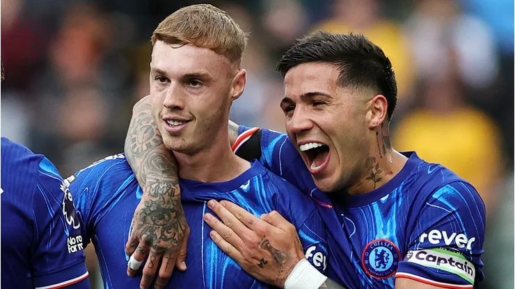 Cole Palmer e Enzo Fernández, do Chelsea. (Photo by David Rogers/Getty Images)