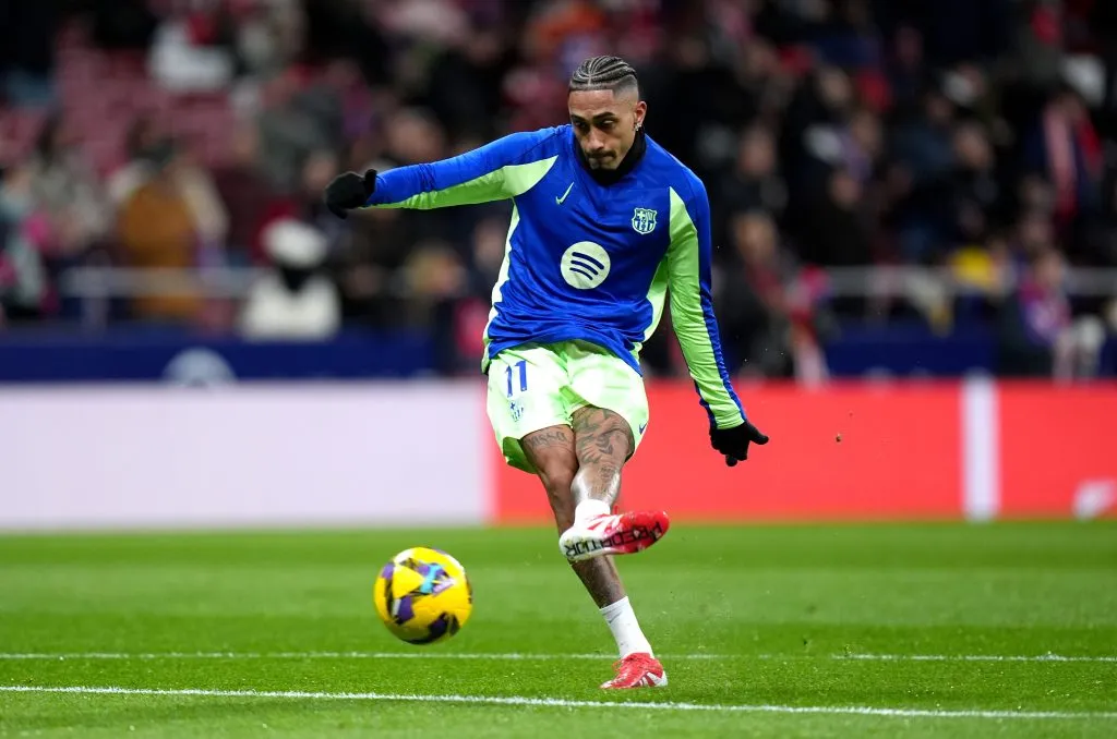 Raphinha no duelo diante do Atlético (Photo by Angel Martinez/Getty Images)