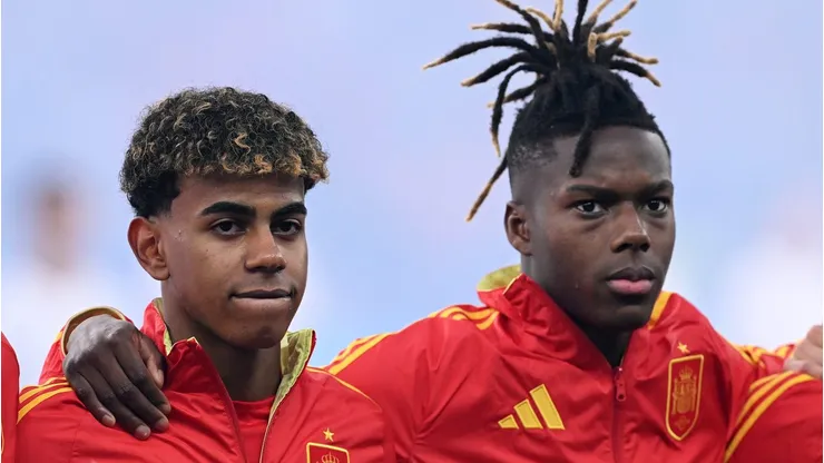 Lamine Yamal, do Barcelona e Nico Williams, do Athletic Bilbao. O último quer impôs condição para atuar com companheiro no clube catalão (Photo by Stu Forster/Getty Images)