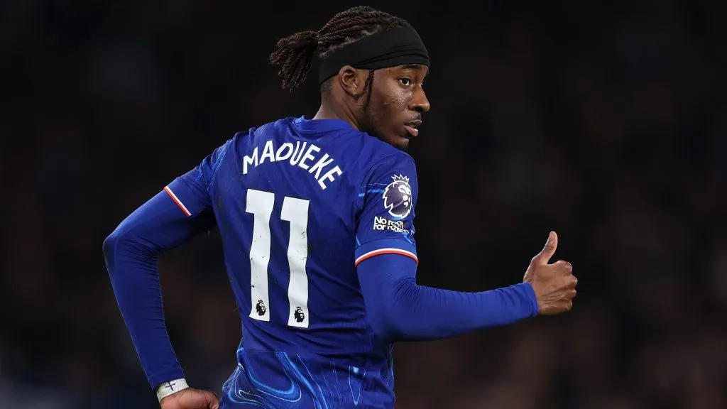 Madueke em jogo do Chelsea. Foto: Ryan Pierse/Getty Images