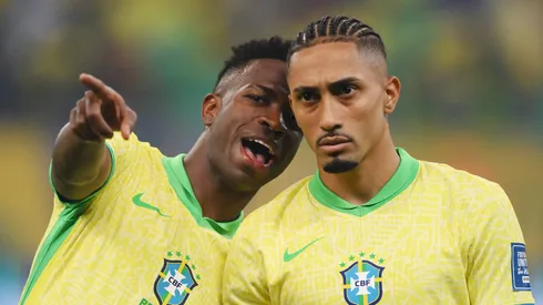 Raphinha e Vini Jr juntos na Seleção Brasileira. Foto: Pedro Vilela/Getty Images