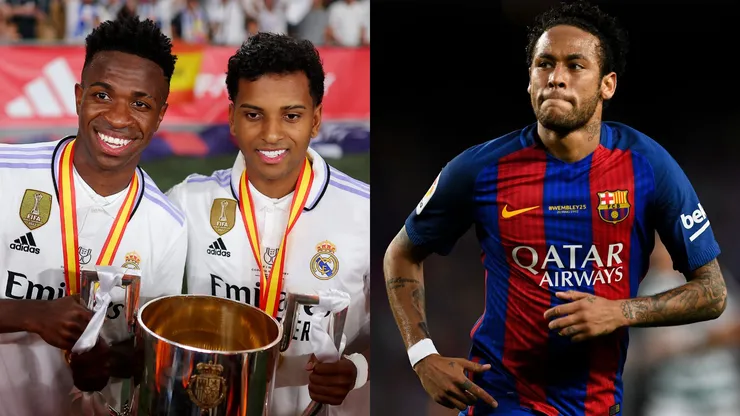 Foto Vini Jr e Rodrygo: Fran Santiago/Getty Images; e Foto Neymar: David Ramos/Getty Images