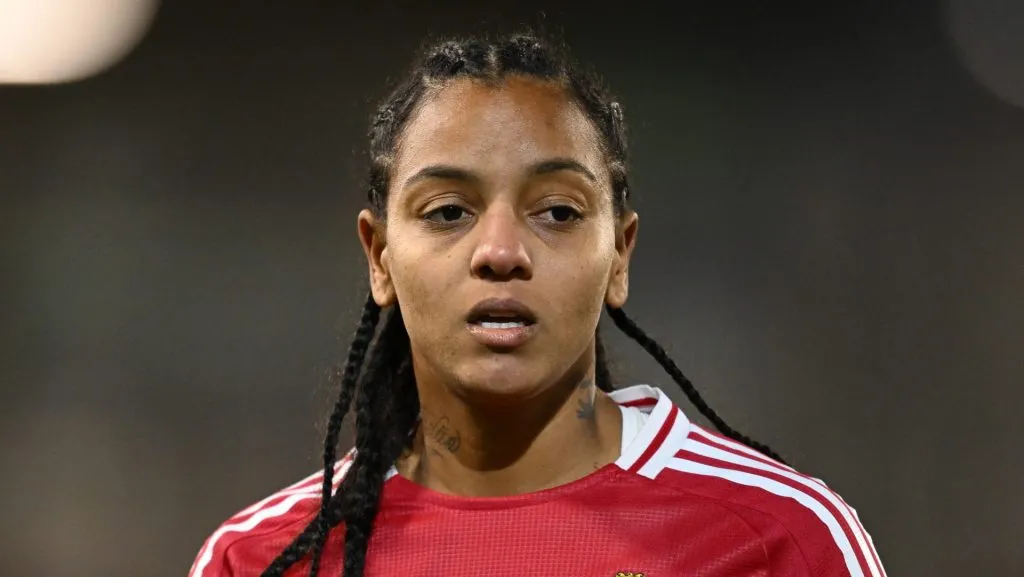 LEIGH, ENGLAND – DECEMBER 11: Geyse of Manchester United during the Women’s League Cup match between Manchester United and Newcastle United  at Leigh Sports Village on December 11, 2024 in Leigh, England. (Photo by Gareth Copley/Getty Images)