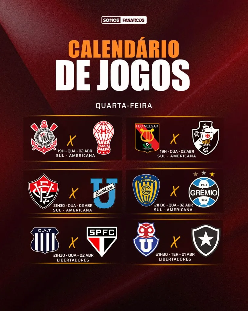 Jogos dos brasileiros nesta quarta (02)