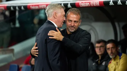 Hansi Flick e Carlo Ancelotti juntos antes de confronto pela La Liga