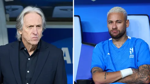 Jorge Jesus, alvo da Seleção Brasileira (Photo by Abdullah Ahmed/Getty Images) e Neymar (Photo by Abdullah Ahmed/Getty Images)
