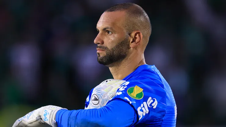 Goleiro Weverton durante partida pelo Palmeiras