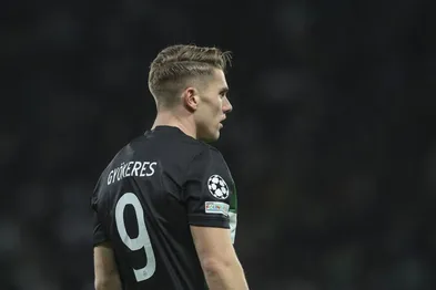 Viktor Gyökeres, do Sporting CP, durante a partida de ida do mata-mata da Liga dos Campeões da UEFA 2024/25 entre o Sporting Clube de Portugal e o Borussia Dortmund, em 12 de fevereiro de 2025, em Lisboa, Portugal. (Foto de Carlos Rodrigues/Getty Images)