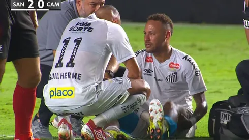 Neymar sofre nova lesão pela equipe do Santos. Foto/Reprodução: Redes Sociais