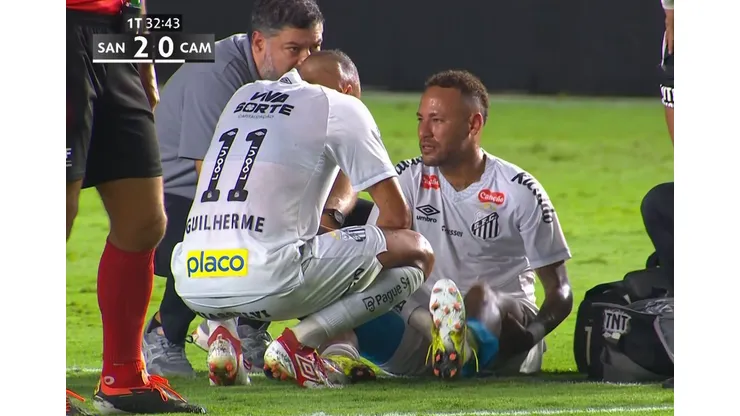 Neymar sofre nova lesão pela equipe do Santos. Foto/Reprodução: Redes Sociais