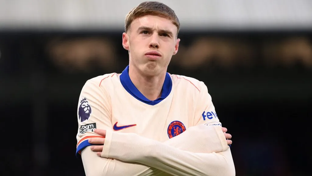 Cole Palmer fazendo a sua tradicional comemoração. Foto: Justin Setterfield/Getty Images