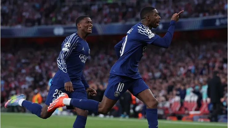 Ousmane Dembélé iguala recorde de Mbappé e lidera o PSG em vitória crucial sobre o Arsenal na semifinal da Champions League. (Foto: Michael Steele/Getty Images)