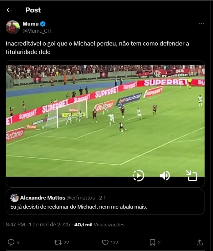 Michael é criticado pela torcida do Flamengo