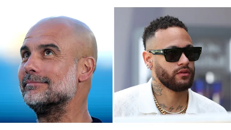 Pep Guardiola, pelo Manchester City (Photo by Carl Recine/Getty Images) e Neymar (Photo by Ryan Pierse/Getty Images)