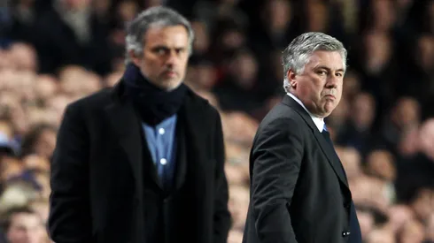 Carlo Ancelotti e José Mourinho durante partida