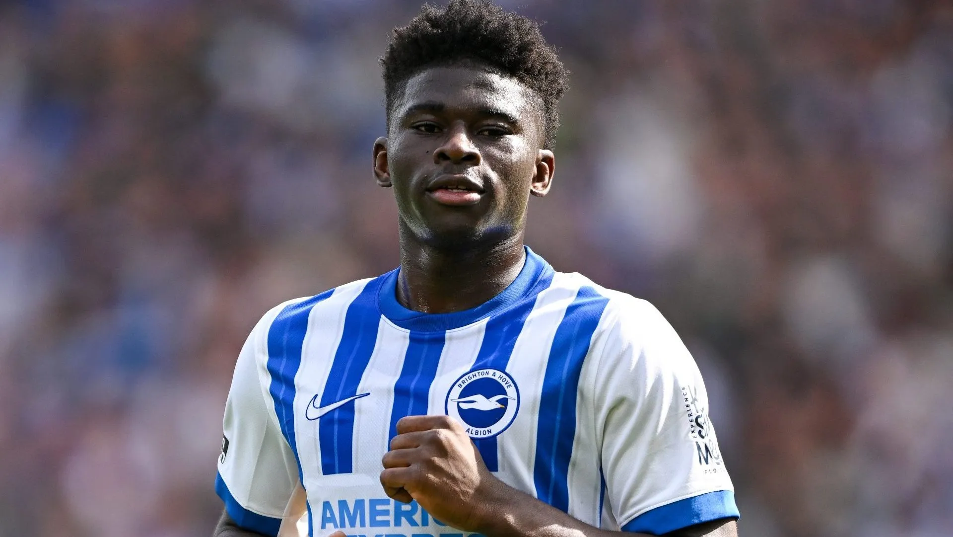 Carlos Baleba em jogo do Brighton. Foto: Mike Hewitt/Getty Images