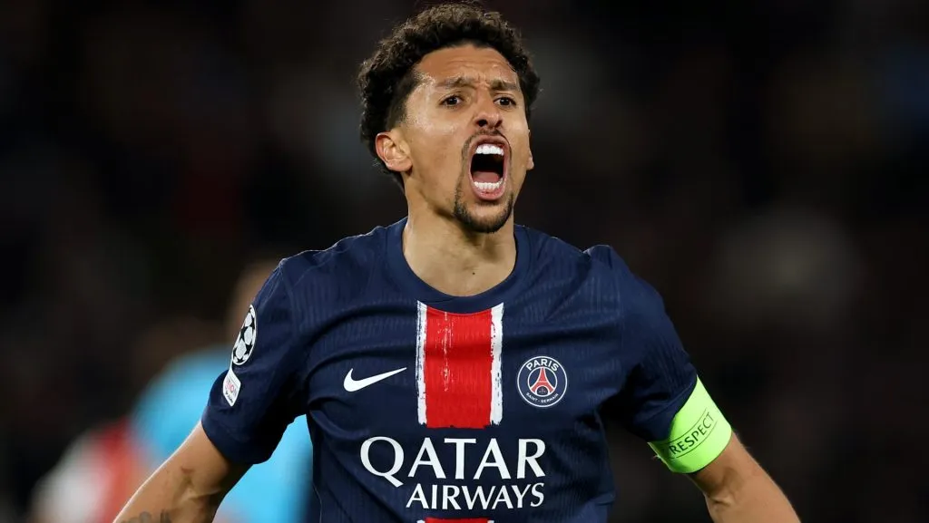 Marquinhos, ligado ao Corinthians, em campo pelo PSG (Photo by Richard Heathcote/Getty Images)
