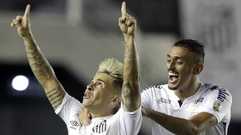 Diego Pituca e Soteldo juntos no Santos. Foto: Andre Penner – Pool