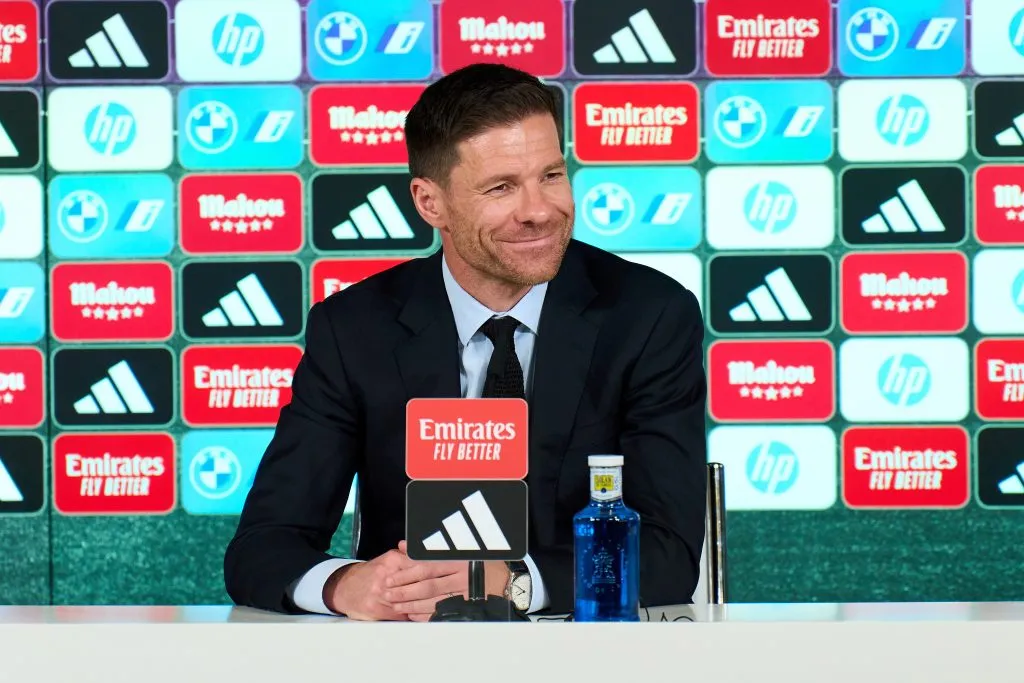 Xabi Alonso em coletiva pelo Real Madrid (Photo by Angel Martinez/Getty Images)