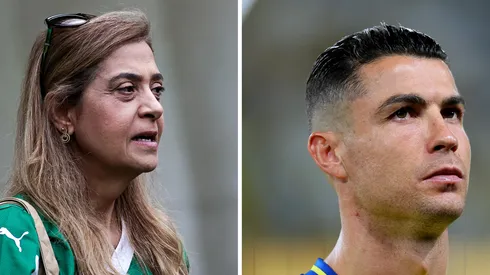Leila Pereira, presidente do Palmeiras (Foto:Fabio Giannelli/AGIF) e Cristiano Ronaldo ( (Photo by Abdullah Ahmed/Getty Images)