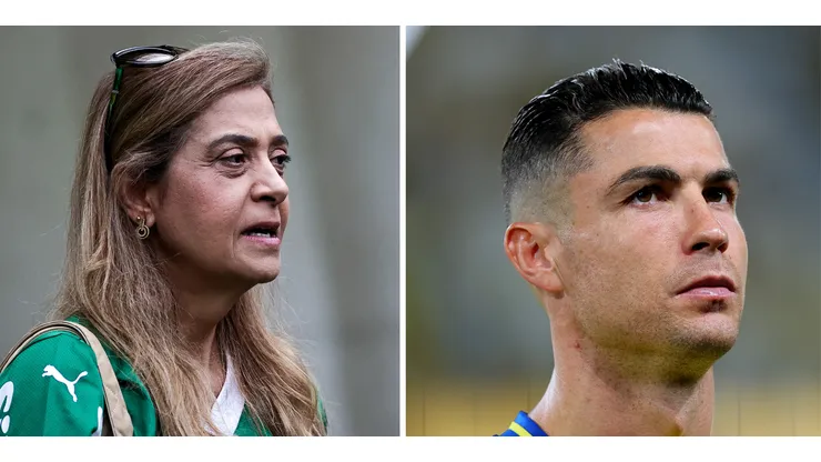 Leila Pereira, presidente do Palmeiras (Foto:Fabio Giannelli/AGIF) e Cristiano Ronaldo ( (Photo by Abdullah Ahmed/Getty Images)