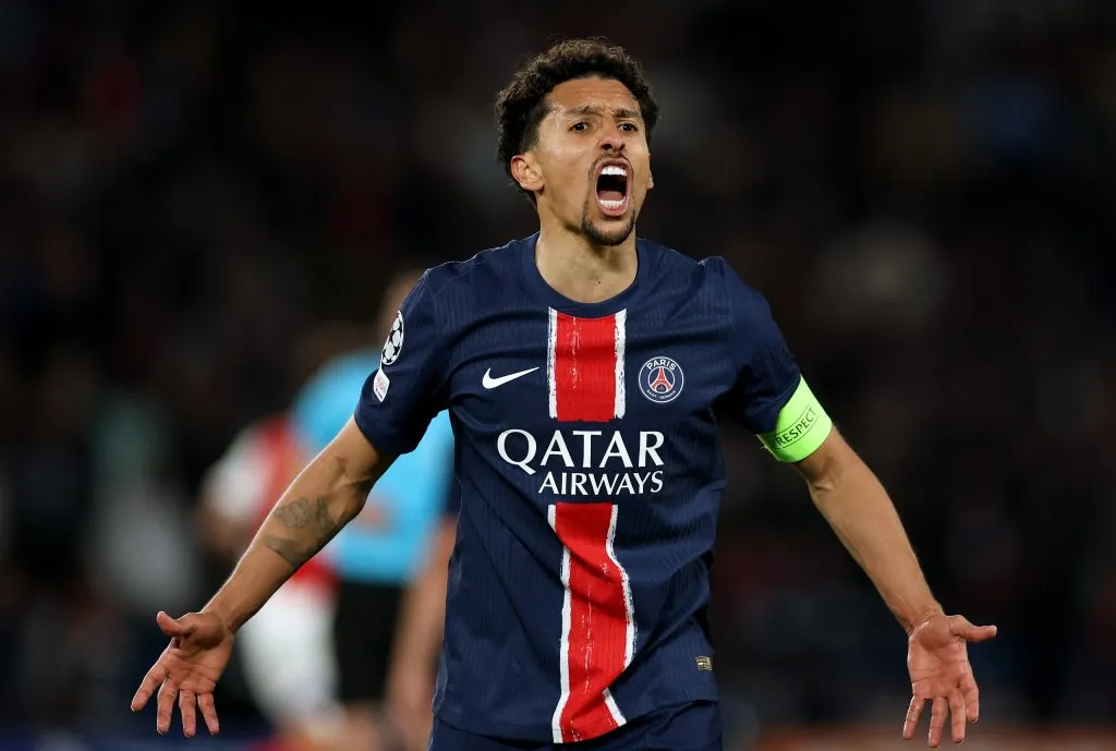Marquinhos em campo pelo PSG (Photo by Richard Heathcote/Getty Images)